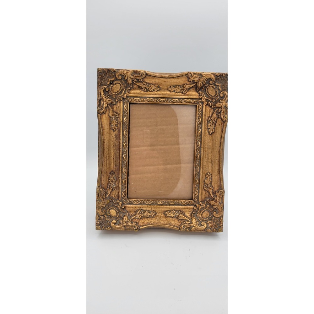 Vintage Gold Gilded Wood Photo Frame 5x7 Ornate Scroll French Style Mexico